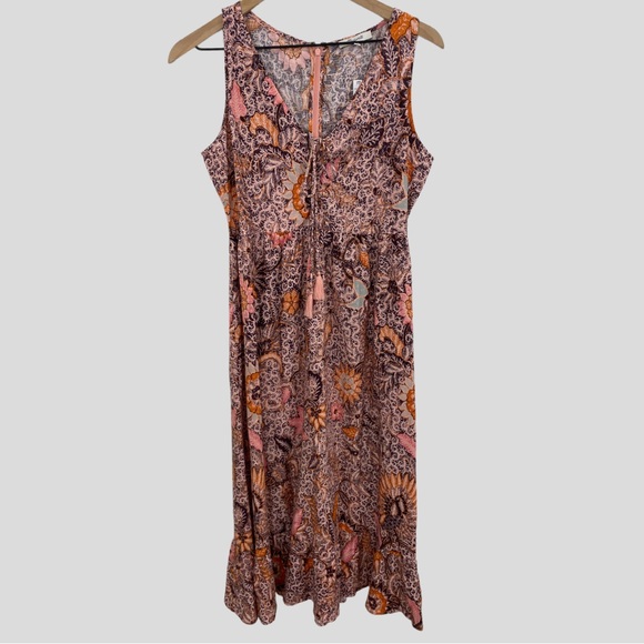 Madewell Pink Floral Print Lace Front Ruffle Hem Mini Dress NWT - Picture 1 of 9